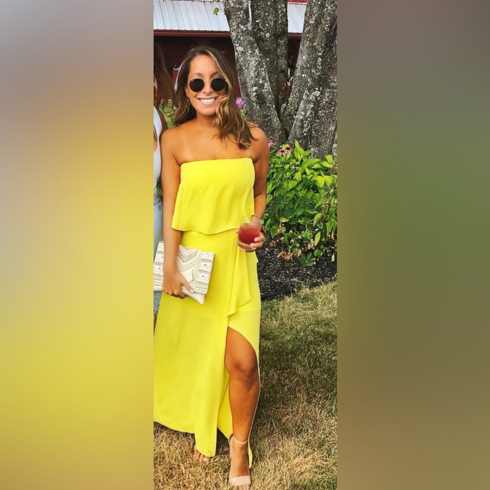 BCBGMaxazaria Yellow Strapless Dress